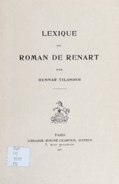 book Lexique du Roman de Renart