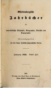 book Württembergische Jahrbücher für Vaterländische Geschichte, Geographie, Statistik und Topographie