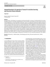 book Interperforming in AI: question of ‘natural’ in machine learning and recurrent neural networks