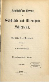 book Zeitschrift des Vereins für Geschichte und Altertum Schlesiens