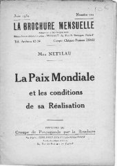 book La Paix Mondiale et les conditions de sa Réalisation