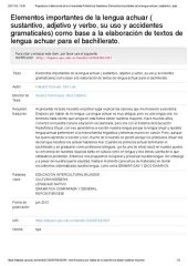 book Elementos importantes de la lengua achuar (sustantivo, adjetivo y verbo, su uso y accidentes gramaticales) como base a la elaboración de textos de lengua achuar (Shibaro/ Chicham) para el bachillerato