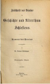 book Zeitschrift des Vereins für Geschichte und Altertum Schlesiens