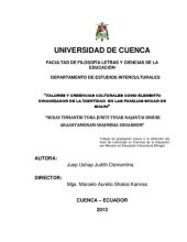 book Valores y creencias culturales como elemento dinamizador de la identidad en las familias shuar (Aents/ Shíbaro) de Shaim (Nangaritza, Zamora Chinchipe)/ Nekas timiantri tura juníti tusar najantai iiniuri araantamamunam Shaiminia shuarunum