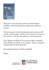 book Small-signal stability, control and dynamic performance of power systems