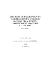 book Éléments de description du parler quechua d'Hongos (Yauyos, Lima, Pérou) : morphologie nominale et verbale