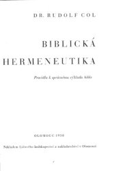 book Biblická hermeneutika: Pravidla k správnému výkladu bible