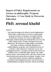 book Impact of Policy Requirements on Licence en philosophie Program Outcomes A Case Study in Moroccan Education