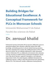 book Building Bridges for Educational Excellence A Conceptual Framework for PLCs in Moroccan Schools