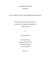 book A Union of Religion and Politics: The Tibetan Regency of Ngawang Tsültrim (dissertation)