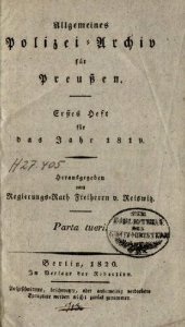 book Allgemeines Polizei-Archiv für Preussen