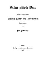 book Berliner geflügelte Worte. Eine Sammlung Berliner Worte und Redensarten