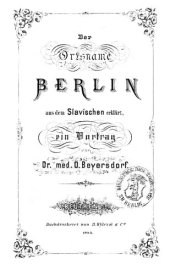 book Der Ortsname Berlin aus dem Slavischen erklärt