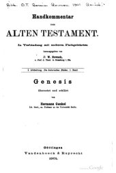 book Genesis ubersetzt und erklart (Handkommentar zum Alten Testament. Hrsg. von W. Nowack)