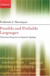 book Possible and Probable Languages: A Generative Perspective on Linguistic Typology