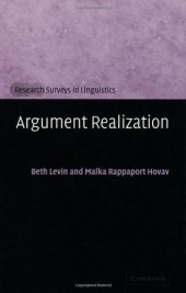 book Argument Realization (Research Surveys in Linguistics)