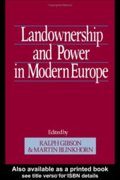 book Landownership and Power in Modern Europe