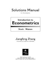 book Introduction to Econometrics: Students Solutions Manual