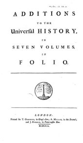 book An Universal History from the Earliest Account of Time to the Present - 1744 - Folio Edition - Volume Eight