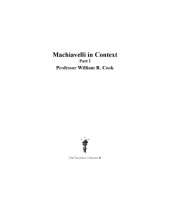 book Machiavelli in Context -  the Teaching Company Great Courses Philosophy and Intellectual History