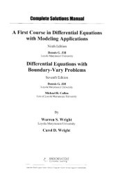 book Complete Solution Manual for a First Course in Differential Equations with Modeling Applications