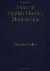 book Index of English Literary Manuscripts