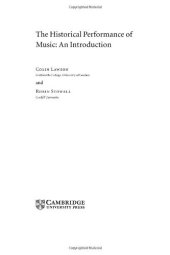 book The Historical Performance of Music: An Introduction