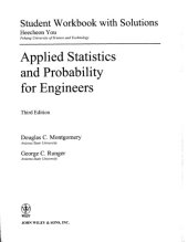 book Student Workbook with Solutions Applied Statistics and Probability for Engineers, 3rd Edition