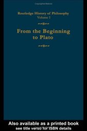 book Routledge History of Philosophy, Volume 1: From the Beginning to Plato