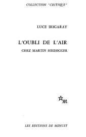 book L'oubli de l'air chez Martin Heidegger