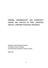 book Gender, Commensality and Community among the Airo-Pai of West Amazonia (Secoya, Western-Tukanoan Speaking)