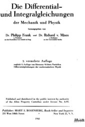 book Die Differential und IntegralGleichungen der Mechanik und Physik. volume 1, Second Edition