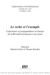 book Le verbe et l'exemple: Colporteurs et propagandistes en Europe de la revolution francaise a nos jours (Territoires contemporains)