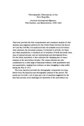 book Demographic Dimensions of the New Republic: American Interregional Migration, Vital Statistics, and Manumissions, 1800-1860