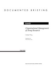 book Organizational Management of Army Research