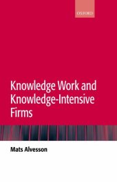 book Knowledge Work and Knowledge-Intensive Firms