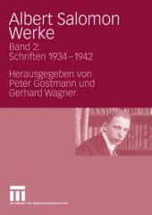 book Albert Salomon: Werke. Band 2: Schriften 1934 - 1942