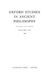 book Oxford Studies in Ancient Philosophy: Volume VIII: 1990 (Oxford Studies in Ancient Philosophy)