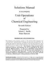 book Unit Operations of Chemical Engineering, 7th Edition, solutions manual only