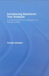 book Introducing Electronic Text Analysis: A Practical guide for language and literary Studies