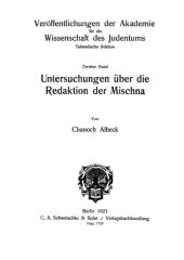 book Untersuchungen uber die Redaktion der Mischna