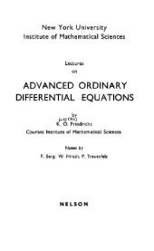 book Lectures on advanced ordinary differential equations