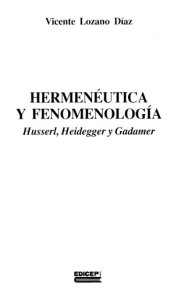 book Hermenéutica y fenomenologia: Husserl, Heidegger y Gadamer