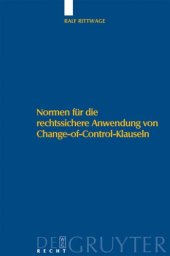 book Normen für die rechtssichere Anwendung von Change-of-Control-Klauseln