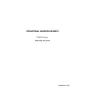 book Behavioural Macroeconomics