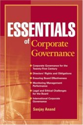 book Essentials of Corporate Governance (Essentials Series)