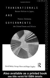 book Transnationals and Governments: Recent Policies in Japan, France, Germany, the United States and Britain