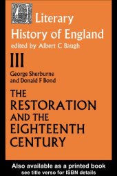 book The Literary History of England: Vol 3: The Restoration and Eighteenth Century (1660-1789)