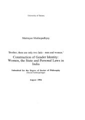 book 'Brother, there are only two Jatis - men and women.' Construction of Gender Identity: Women, the State and Personal Laws in India