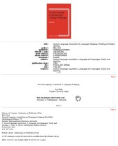 book Second Language Acquisition and Language Pedagogy (Multilingual Matters)